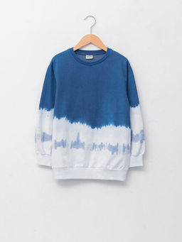 Bisiklet Yaka Batik Desenli Uzun Kollu Erkek ?ocuk Sweatshirt