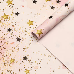 Цена за 3 шт. Бумага упаковочная глянцевая «Звезды», розовая, 70×100 см, 1 лист