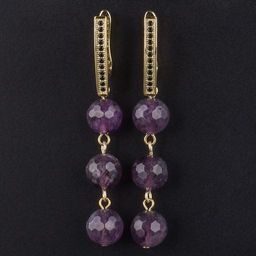 Серьги тройные из Аметиста