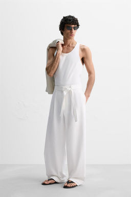 LYOCELL - COTTON TROUSERS WITH BELT