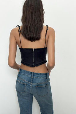 TOP CROP CORSETERO POPEL?N / Negro - Zara фото 4