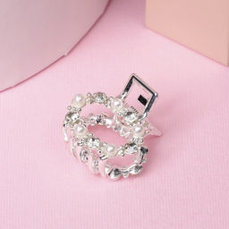 Цена за 6 шт. Крабик для волос «Мелани», овал, 2.5 см, серебристо-белый