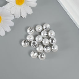 Бусина для творчества пластик Жемчужный шарик - роза, d=1.2 см, набор 16 шт.