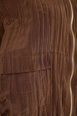 Kahverengi Ince Dolgulu Dokulu Oversize Bomber Mont TWOSS26MO00007 - Trendyolmilla фото 3