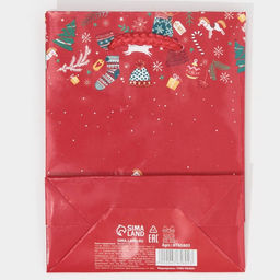 Пакет подарочный новогодний ламинированный «Счастья», MS 18×23×8 см