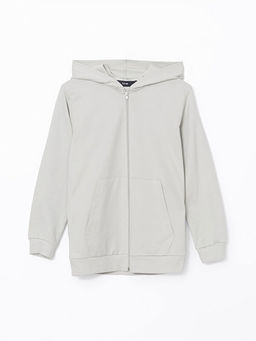 Kap??onlu Erkek ?ocuk Fermuarl? Sweatshirt