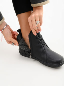 Босоногие ботинки 352.NATAbl.Черный флоттер/мех