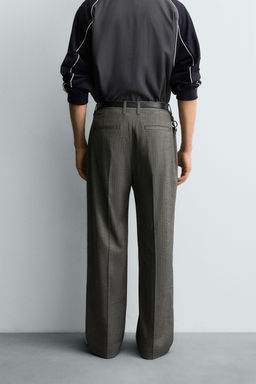 HERRINGBONE FLARE FIT TROUSERS