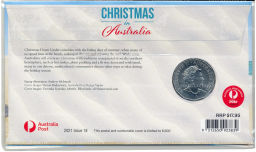 Монета 50 центов 2021 года Австралия  Рождественские украшения (в конверте с маркой)