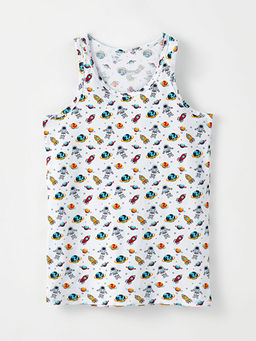 Bisiklet Yaka Bask?l? Pamuklu Erkek ?ocuk Atlet 2li - Waikiki фото 3