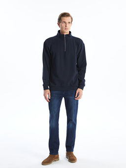 Dik Yaka Uzun Kollu Erkek Kal?n Sweatshirt