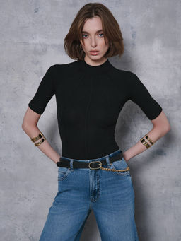 CONTE Боди в рубчик с настроченными кантами LBD 2626 black - Conte elegant фото 2