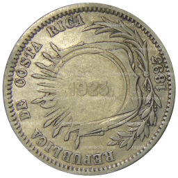 50 сентимо 1923 года  надчекан на 20 сентимо 1893 года Коста-Рика