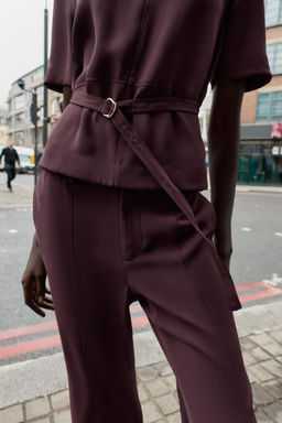 SHORT SLEEVE BELTED TOP - Zara фото 3