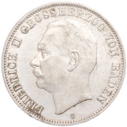 Монета 5 марок 1913 года G Германия (Баден)