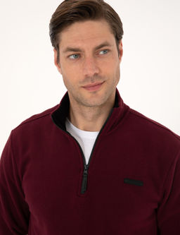 Bordo Regular Fit Yar_m Fermuarl_ Polar Sweatshirt