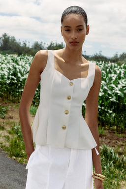 STRETCH PEPLUM WAISTCOAT TOP