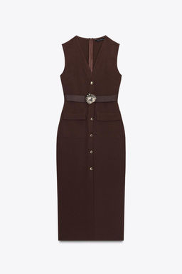 BELTED CREPE MIDI DRESS - Zara фото 6