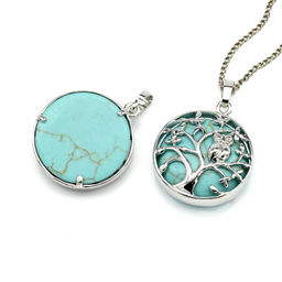 Кулон Дерево двухсторонний в металле с бирюзой иранской имитация 27*27мм