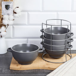 Супница с ручками ШТУЧНО / BLS4/1900 /уп 6/ темно-серый с кантом