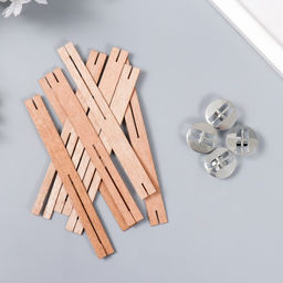 Цена за 4 шт. Фитиль с держателем двойной для свечи дерево 1.3×13 см