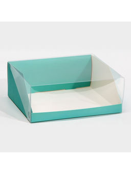 Цена за 5 шт. Коробка кондитерская с пластиковой крышкой, упаковка, «Тиффани», 25×22.5×10 см