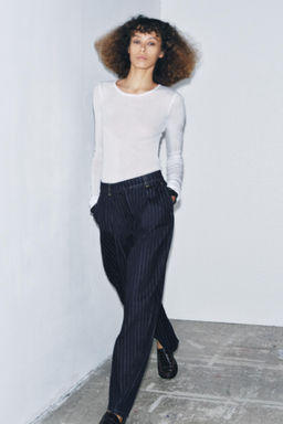 ZW COLLECTION MID-WAIST STRIPED BALLOON JEANS - Zara фото 4