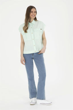 U. S. Polo Assn / Женская рубашка зеленого цвета с коротким рукавом - U.s. polo assn фото 4