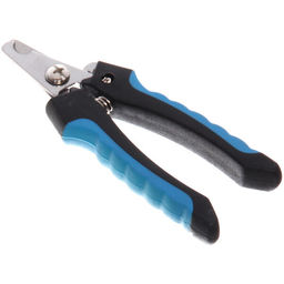 Цена за 3 шт. Когтерез для животных "ЗООУЛЬТРА", пружинный механизм, ручки прорезиненные - волна, цвет чёрный / голубой, 12см