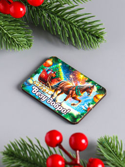 Набор магнитов на холодильник 6 шт. «Конь новогодний: Везу добро», 6×4.5 см