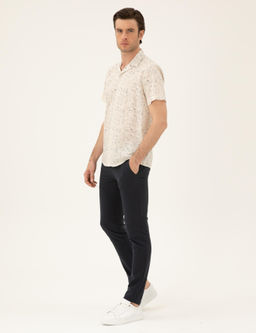Lacivert Slim Fit Beli Ba_c_kl_ Pantolon