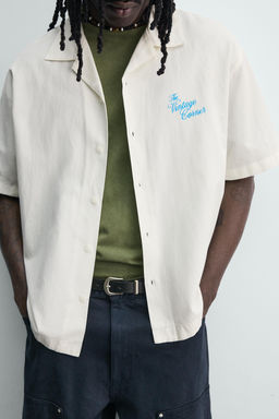 CAMISA RELAXED FIT LYOCELL - ALGOD?N ESTAMPADOS / Blanco roto - Zara фото 5