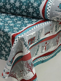 Рогожка Нарядная сказка цв.морская волна, ш.1.52м, хлопок-100%, 165гр/м.кв