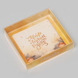 Цена за 3 шт. Коробка новогодняя с PVC крышкой, «Мир полон Чудес», 16×16×3 см