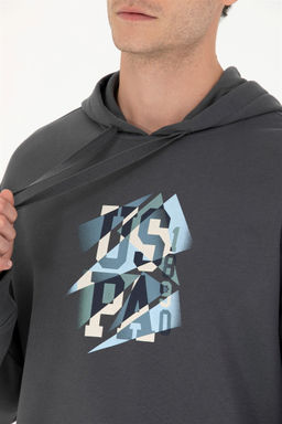 U. S. Polo Assn Мужская толстовка оверсайз с капюшоном антрацитового цвета - U.s. polo assn фото 7