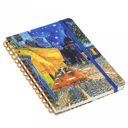 Блокнот для заметок 80 листов "Шедевры Ван Гога" 14,4х20,5см, в линейку, отрывные, обложка - цветной картон, на спирали, с резинкой, рисунок в ассортименте, ПП пакет 15,5х21х1,5см (Китай)