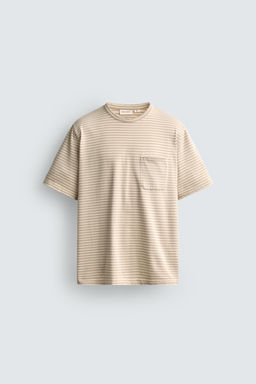 CAMISETA JACQUARD RAYAS BOLSILLO / Gris / Natural - Zara фото 6