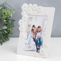Фоторамка для фото 10×15 см «Незабудки», пластик, белая, 20×15 см