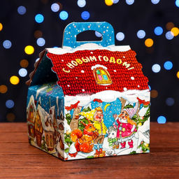 Цена за 10 шт. Подарочная коробка Новогодняя Акварель 12 х 12 х 16,8 см - Simaland фото 6