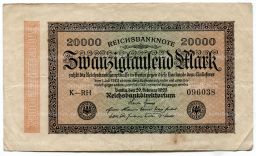 Банкнота 20000 марок 1923 года Германия