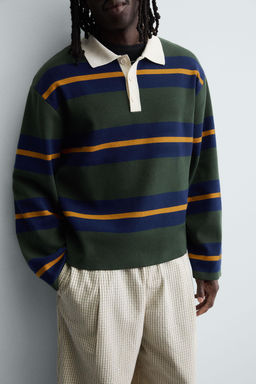 STRIPED KNIT POLO SHIRT WITH CONTRAST COLLAR - Zara фото 6
