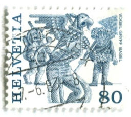 Марка Народные обычаи  праздник Фогель Гриф в Базеле 1977 год Швейцария