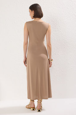 Vizon Duz Buzgu / Drape Maxi More Sustainable Modal Burgu Detayl? Esnek Orme Elbise TWOSS25EL00385 - Trendyolmilla фото 4