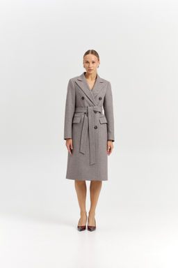 Пальто женское демисезонное 25775 (коричневый/ёлочка)