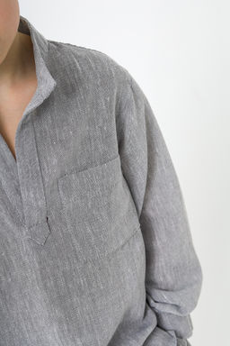 Рубашка в полоску Лен, черная - Inzibe фото 31