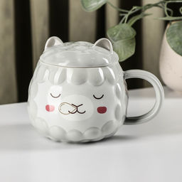 Кружка керамическая с крышкой «Лама», 380 мл, цвет МИКС