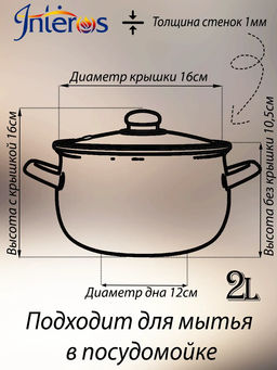 Кастрюля Грин 2,1л со стеклянной крышкой арт.2234D /INTEROS/  фото 5
