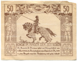 Банкнота 50 геллеров 1920 года Австрия  Санкт-Пёльтен (нотгельд)