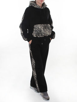 008 BLACK/LEOPARD Костюм спортивный зимний женский (95% хлопок, 5% полиэстер)