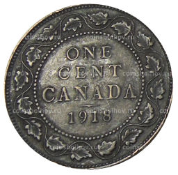 Монета 1 цент 1918 года Канада